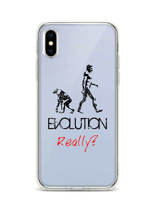 غطاء حماية مرن لهاتف أبل آيفون Xs / X مطبوع بالكامل بعبارة "Evolution Really" باللون الأزرق