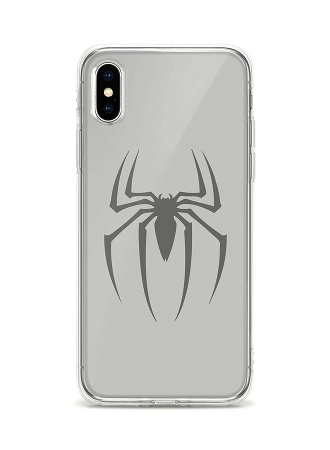 ستايلايزد غطاء حماية مرن لهاتف أبل آيفون Xs / X نمط مطبوع بنقشة علامة سبايدر (رمادي)