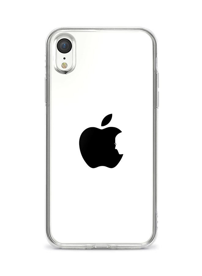 غطاء حماية مرن لهاتف أبل آيفون Xr تصميم كامل مطبوع عليه شعار شركة أبل لون أبيض