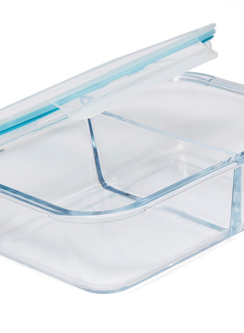 TALIONA Boro Pro Rectangular Divided Food Storage Container With Lid Blue/Clear 1520ml - Image 3