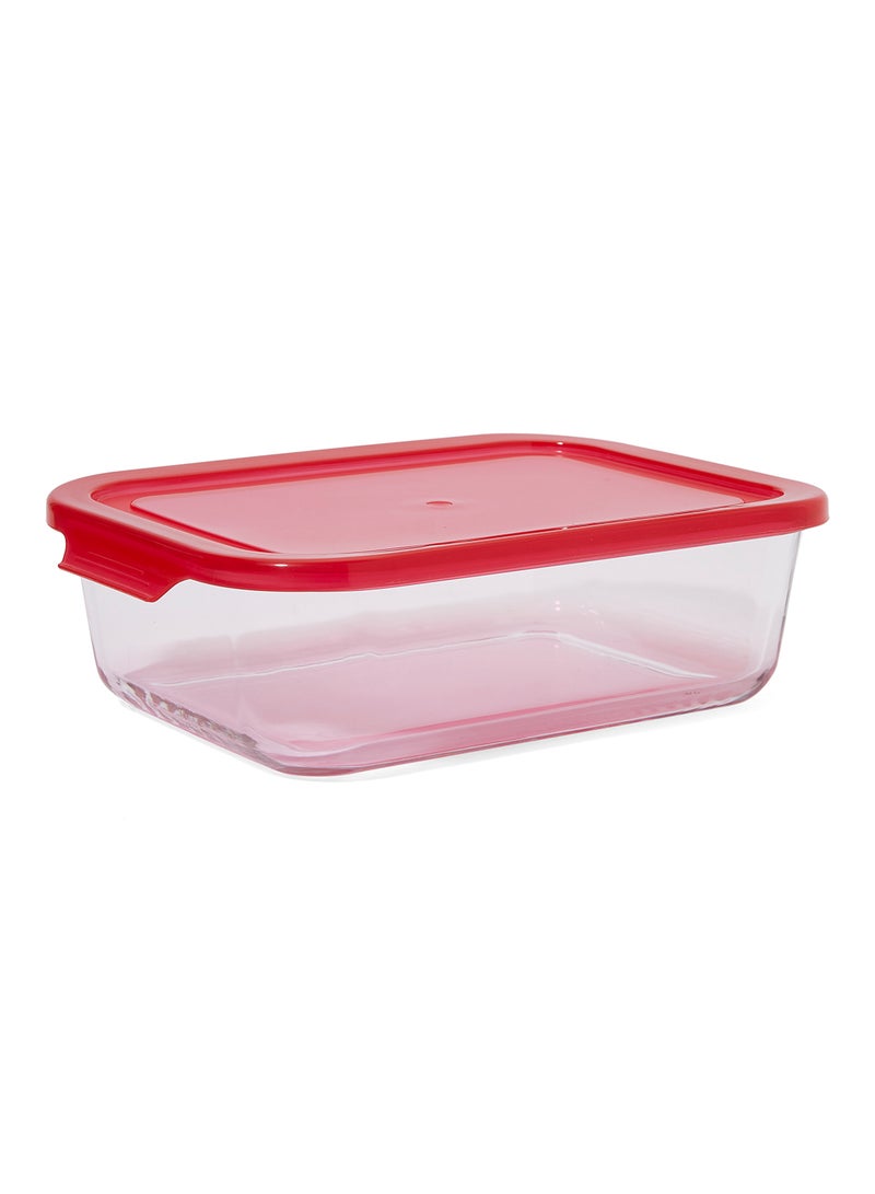 TALIONA - Boro 3-Piece Rectangular Food Storage Container Set With Lid Red/Clear 320ml - Image 1