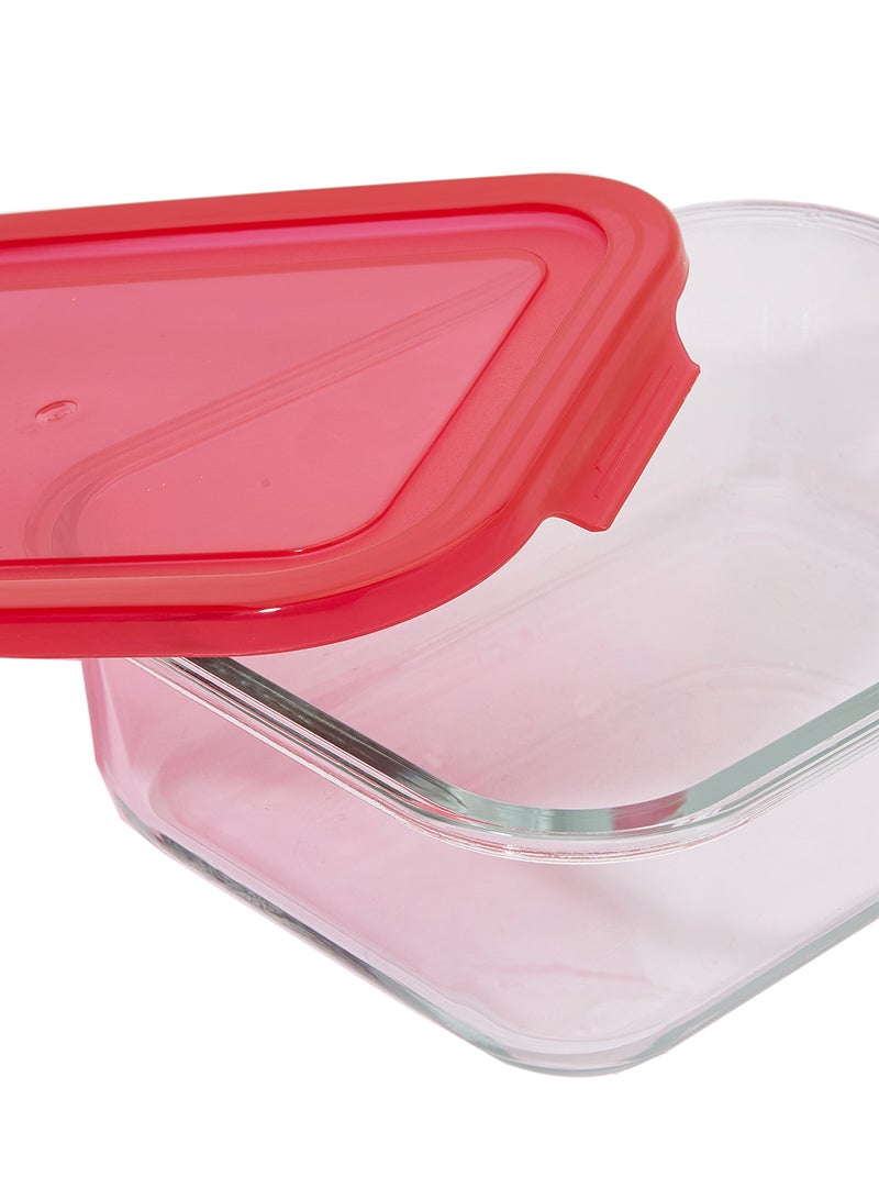 TALIONA - Boro 3-Piece Rectangular Food Storage Container Set With Lid Red/Clear 320ml - Image 1