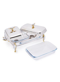 REGENT Efficient Dual Oblong Food Warmer Silver/Gold 3Liters  - Image 2