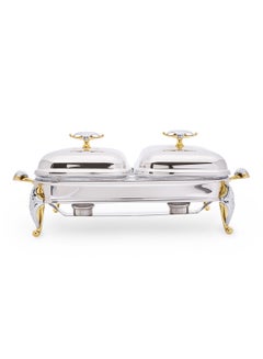 REGENT Efficient Dual Oblong Food Warmer Silver/Gold 3Liters  - Image 1