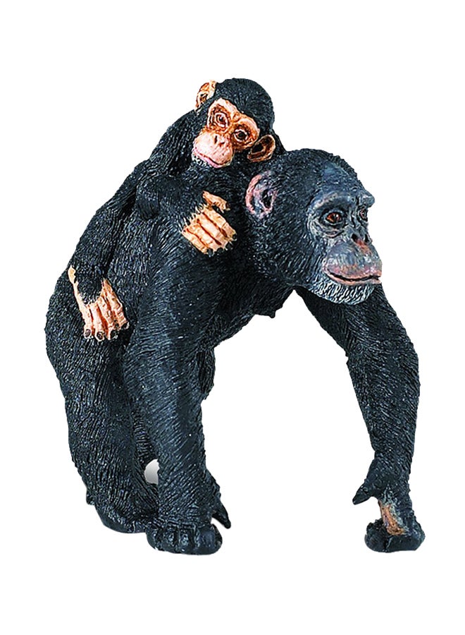 سافاري ذ.م.م - مجسم صغير للشمبانزي مع طفله من مجموعة سفاري حياة البرية - Image 1