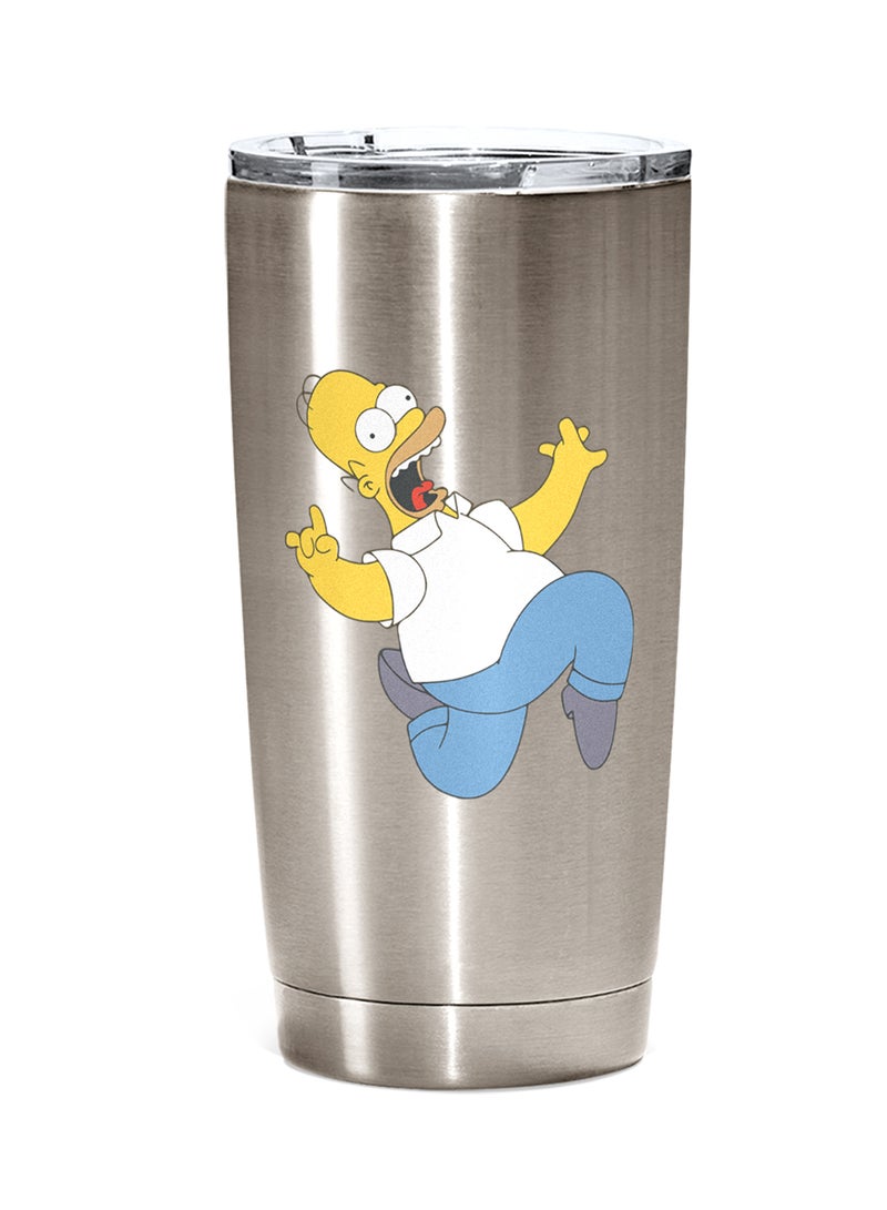 LOUD UNIVERSE Stainless Steel Travel Tumbler With Acrylic Lid The Running Simpsons Bart Silver 
