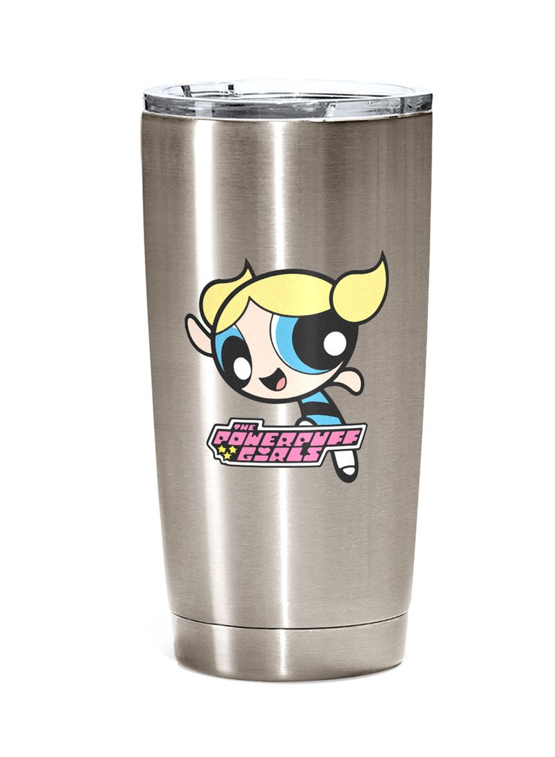 LOUD UNIVERSE Stainless Steel Travel Tumbler With Acrylic Lid Power Puff Girls Blue Silver 