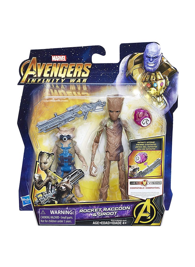 AVENGERS - Infinity War Rocket Raccoon And Groot With Stone Action Figure 6-Inch - Image 1