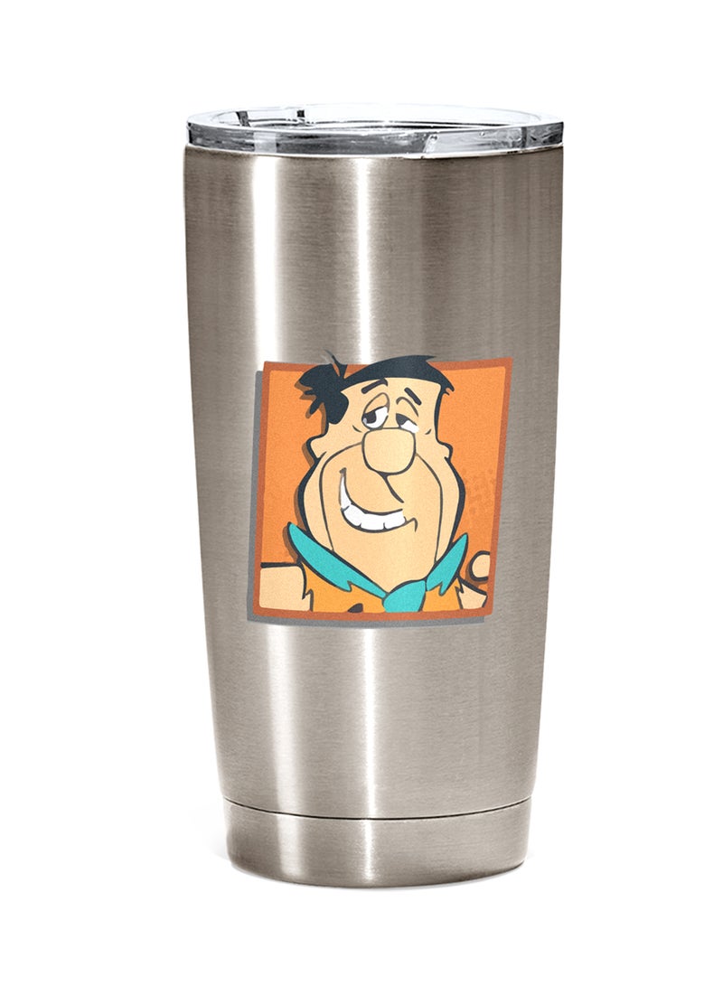 LOUD UNIVERSE Stainless Steel Travel Tumbler With Acrylic Lid Fred Face Cute Silver 
