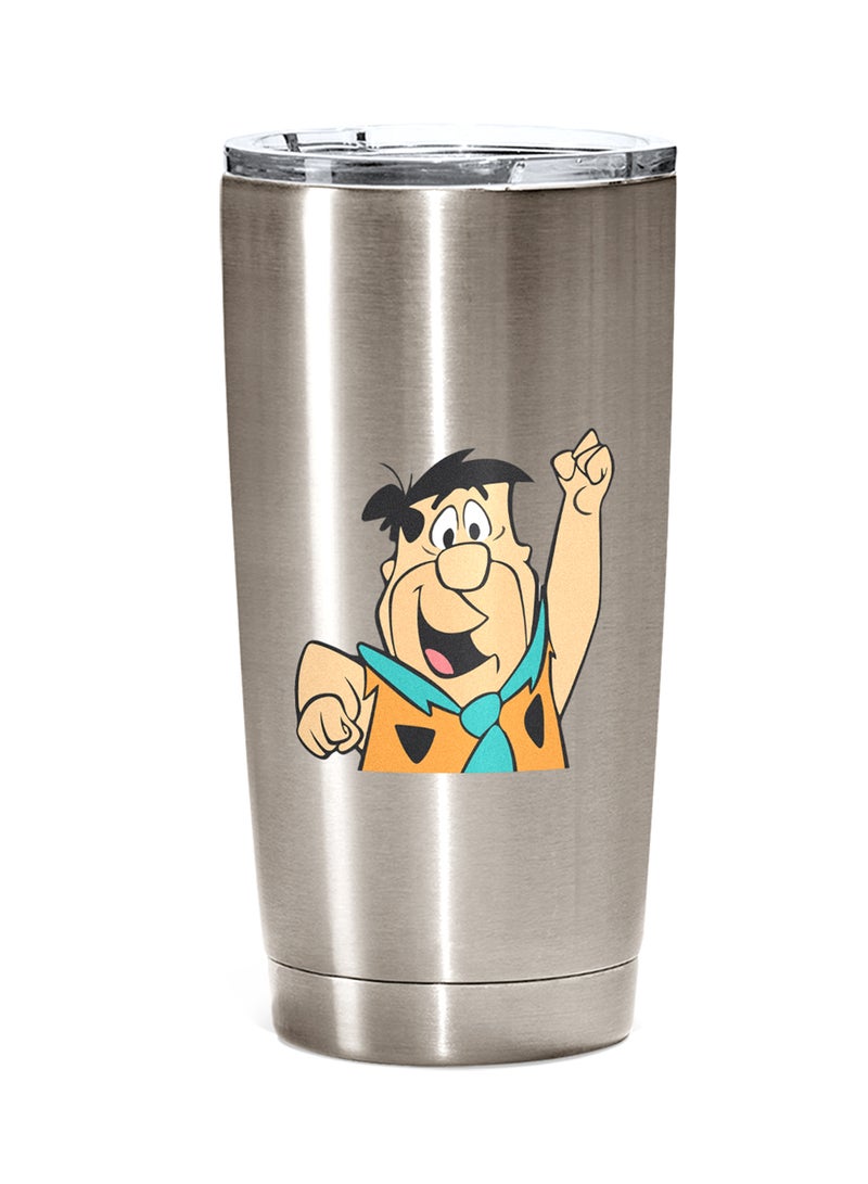LOUD UNIVERSE Stainless Steel Travel Tumbler With Acrylic Lid Fred Flintstone Silver 