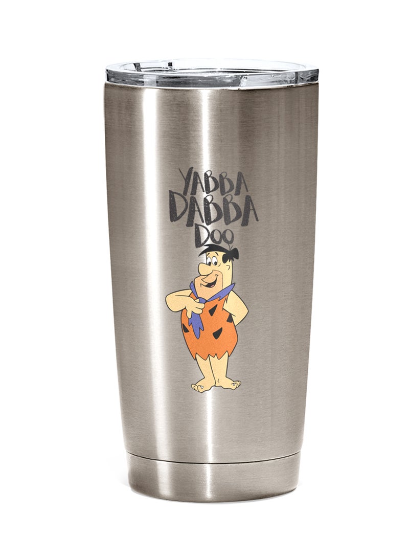 LOUD UNIVERSE Stainless Steel Travel Tumbler With Acrylic Lid Clubbin Flintstone Silver 