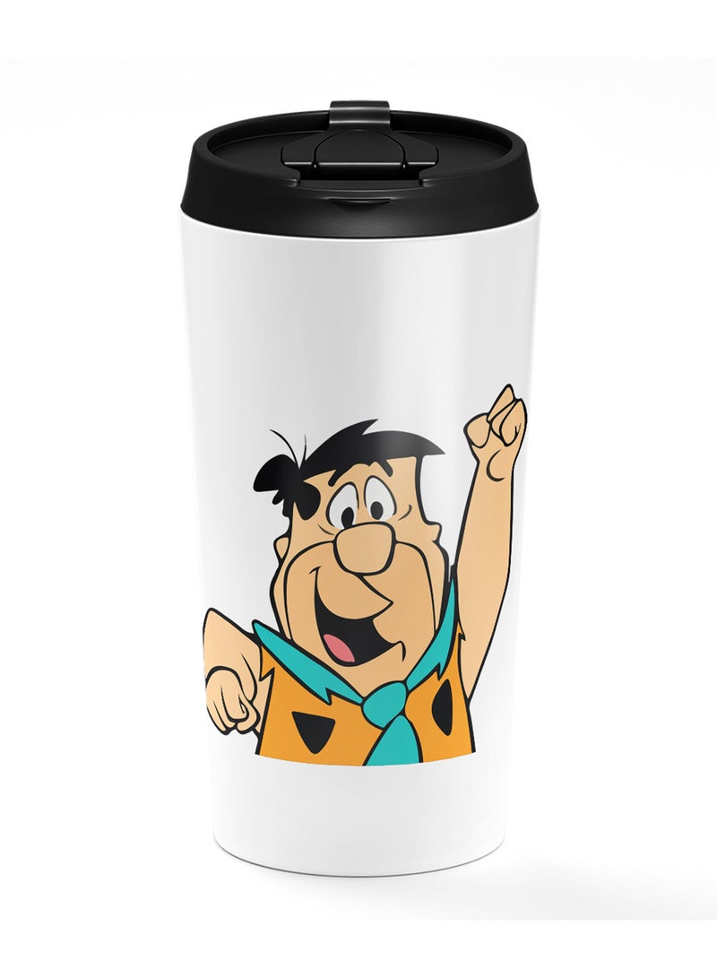 LOUD UNIVERSE Stainless Steel Travel Tumbler With Acrylic Lid Fred Flintstone White  - Image 1