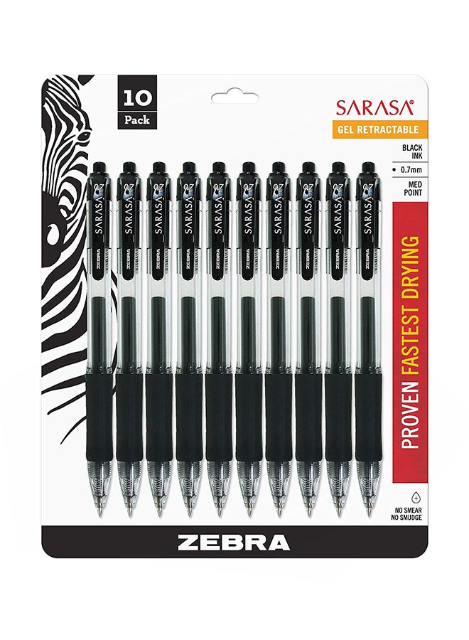زيبرا بن حزمة أقلام حبر جل ساراسا قابلة للسحب من 10 قطع أسود - Image 1
