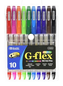 Bazic 10-Piece G-Flex Dazzle Oil-Gel Ink Pen Multicolour  - Image 1