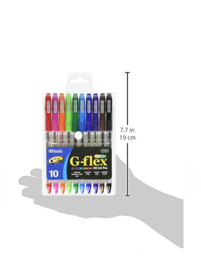 Bazic 10-Piece G-Flex Dazzle Oil-Gel Ink Pen Multicolour - Image 2