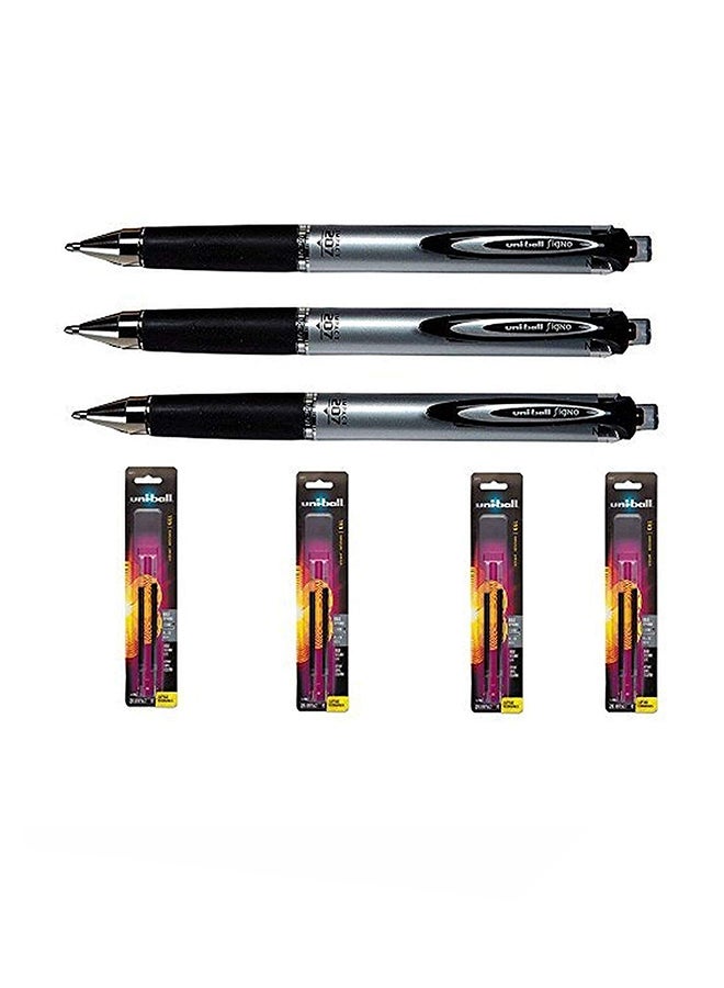 Uni-ball Signo - Uni-Ball Signo Impact 207 Rt 65870 Pack Of 3 With 4 Packs Of Refill - Image 1