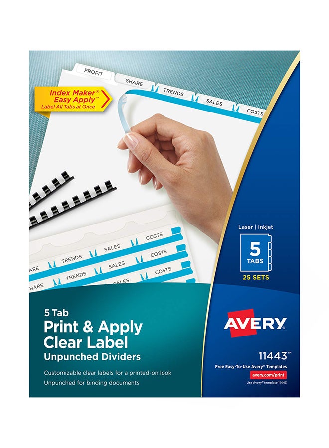 AVERY Pack Of 25 Binder Divider White  - Image 1