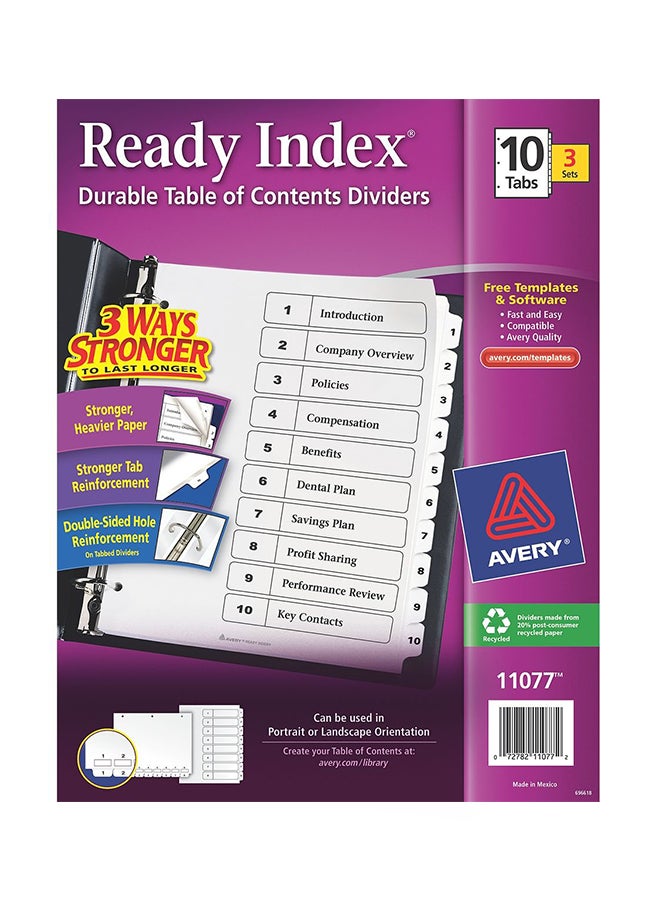 AVERY - Avery Ready Index Table of Contents Dividers - Image 1