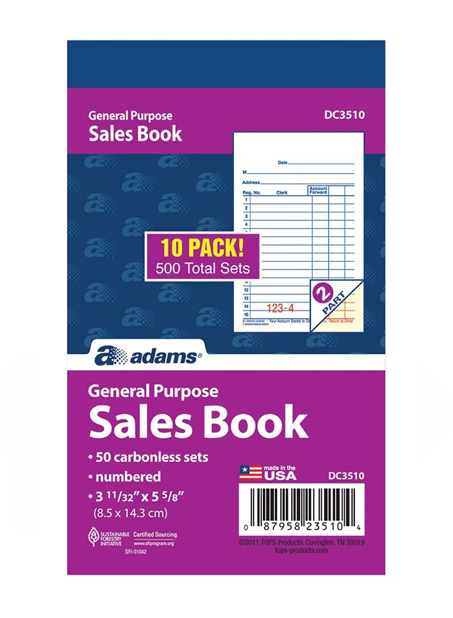 ADAMS Pack Of 10 Sales Book White  - Image 1