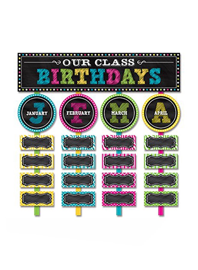 تيتشر كرييتد ريسورسيز لوح إعلانات صغير مطبوع بعبارة «Our Class Birthdays» متعدد الألوان - Image 1