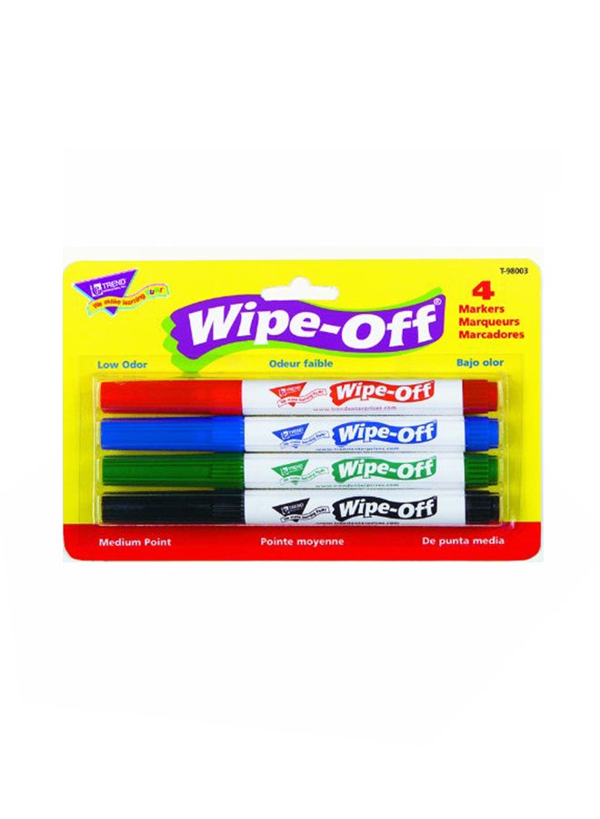 مجموعة أقلام ماركر قابلة للمسح من 4 قطع متعدد الألوان