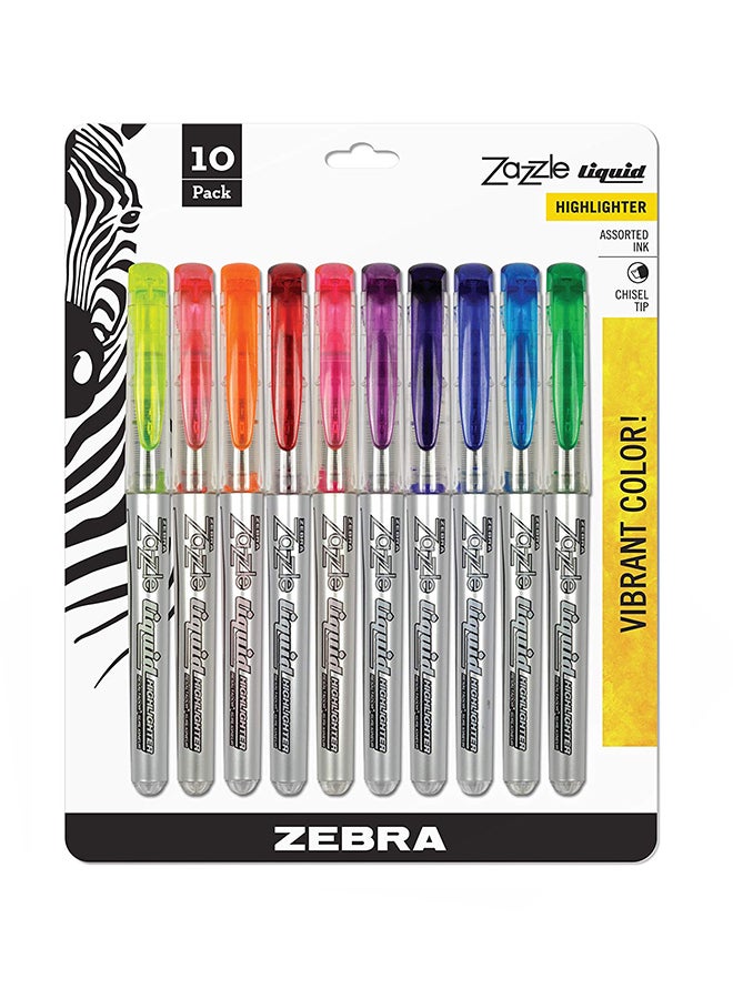 زيبرا بن أقلام تحديد حبر سائل من 10 قطع متعدد الألوان - Image 1