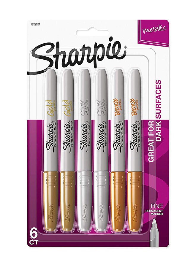 Sharpie 6-Piece Permanent Marker Metallic Assorted - Image 1