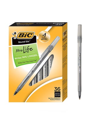 36-Piece Round Stick Xtra Life Ballpoint Pen Grey - v1553192250/N21951208A_1