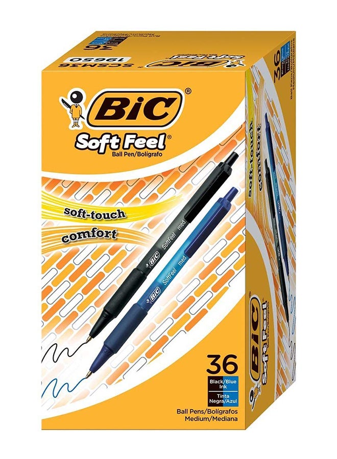 بيك 36 قطعة من قلم حبر جاف كروي الرأس قابل للسحب ناعم الملمس الأسود / الأزرق - Image 1