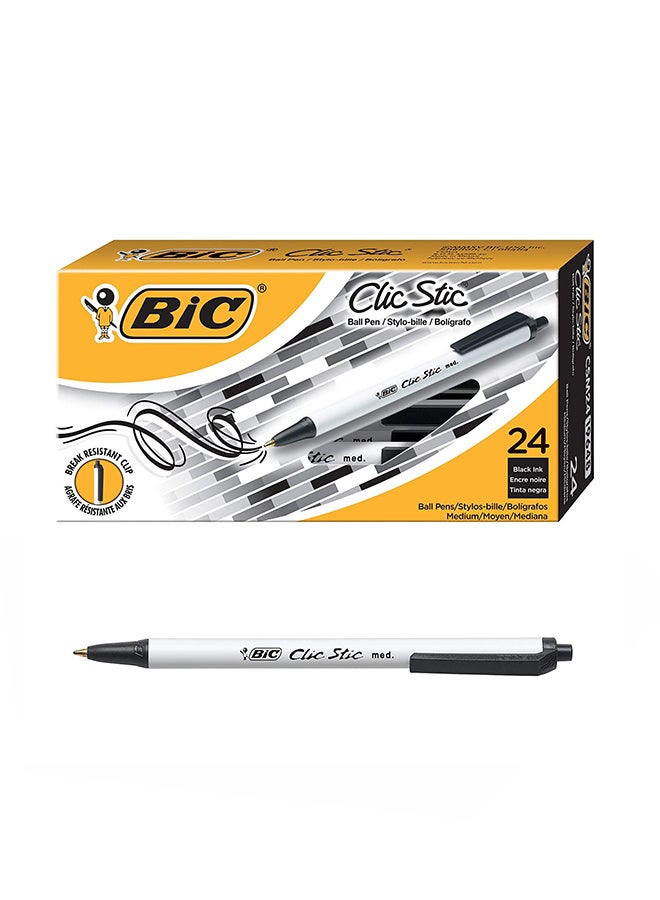 بيك 24 قطعة قلم حبر برأس كروي قابل للسحب كليك ستيك أبيض - Image 1