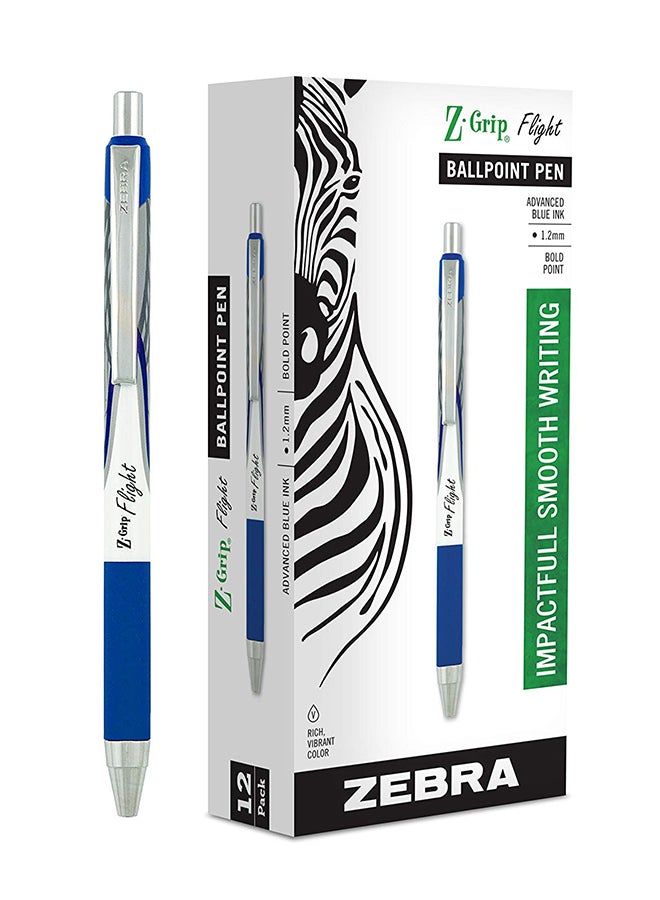 Zebra Pen 12-Piece Z-Grip Flight Retractable Ballpoint Pen White/Blue  - Image 1