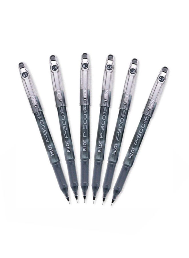 PILOT 6-Piece Precise P-500 Gel Ink Rolling Ballpoint Pen Black 