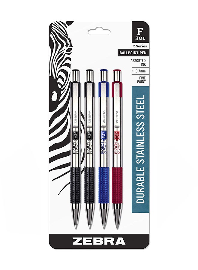 Zebra Pen - Zebra F-301 Ballpoint Stainless Steel Retractable Pen - Image 1