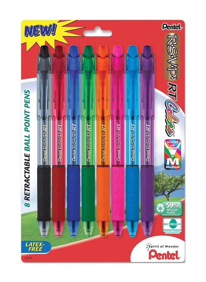 بنتل 8 Count R.S.V.P. Rt Colors New Retractable Ballpoint Pen - Image 1