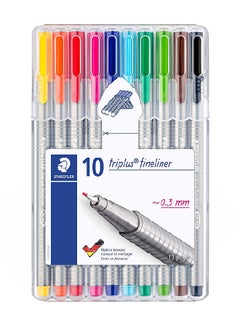 STAEDTLER 10-Piece Triplus Fineline Porous Point Pen Multicolour  - Image 1