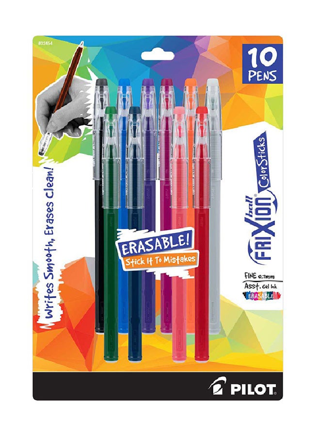 PILOT 10-Piece Frixion Color Sticks Erasable Gel Pen Multicolour - Image 1