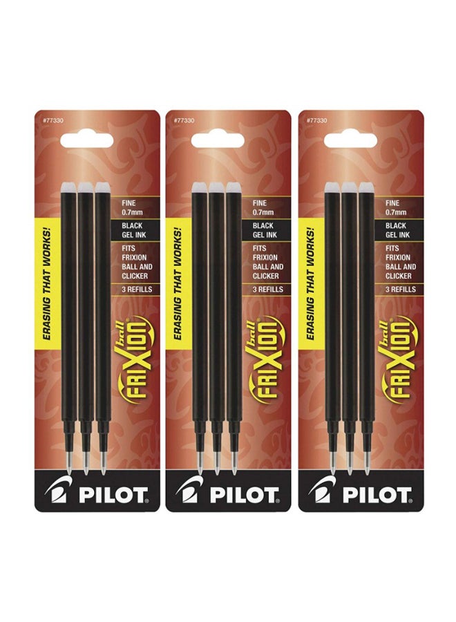 بايلوت عبوة تعبئة حبر جل من 3 قطع أسود