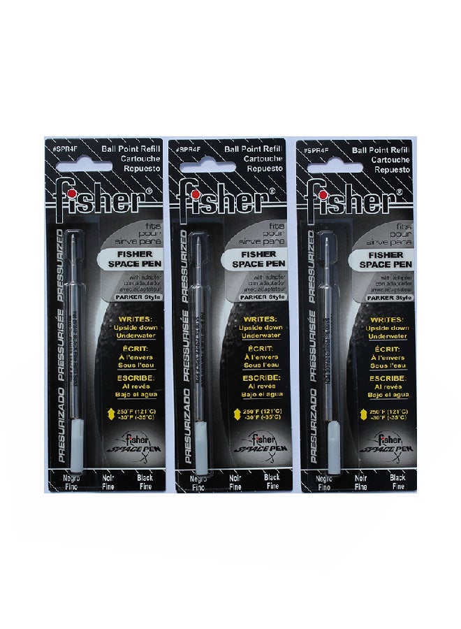 فيشر عبوة إعادة التعبئة مكونة من 3 أقلام حبر من فيشر سبيس برأس رفيع وحبر لون أسود