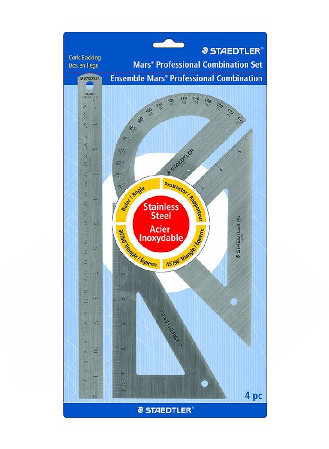 STAEDTLER 4-Piece Mars Combination Math Set Grey 