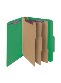 Smead 10-Piece Letter Size Pressboard Classification File Folder Green/Brown  - Image 1