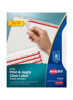 AVERY Clear Label Strip Tab Divider White  - Image 1