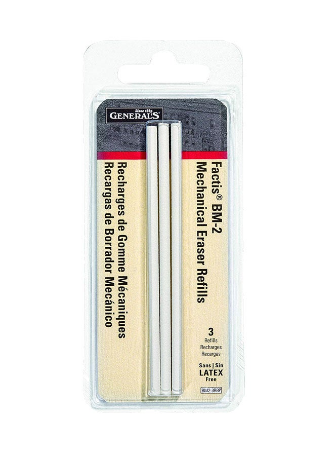 General Pencil 3-Piece Factis Pen Style Eraser Refill White