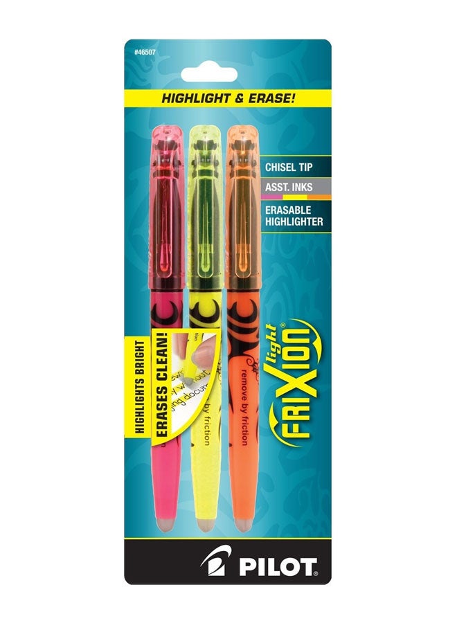 PILOT Pack Of 3 FriXion Light Erasable Highlighter Multicolour