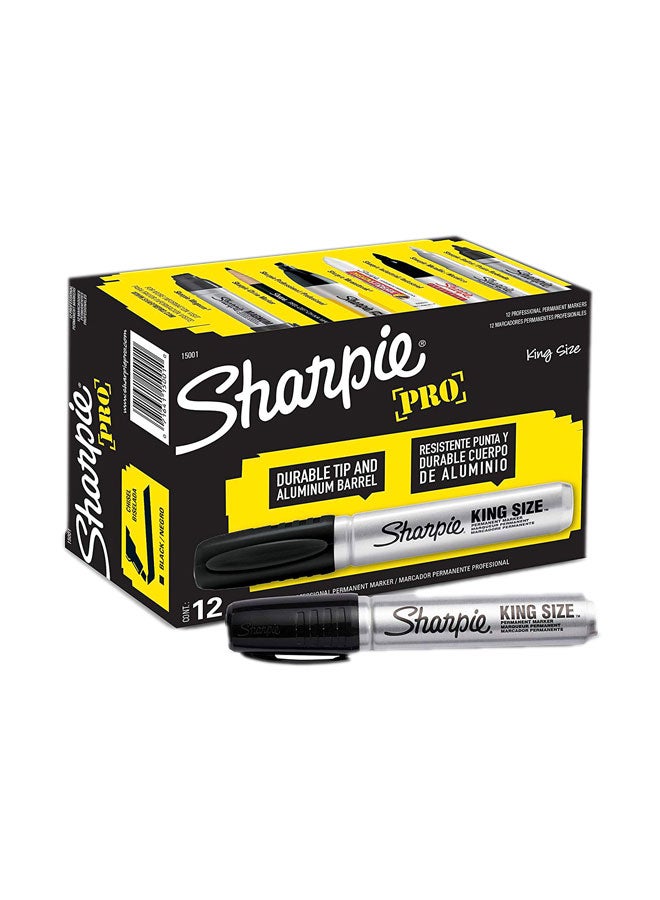 Sharpie Pack Of 12 Pro King Size Permanent Marker Black  - Image 1