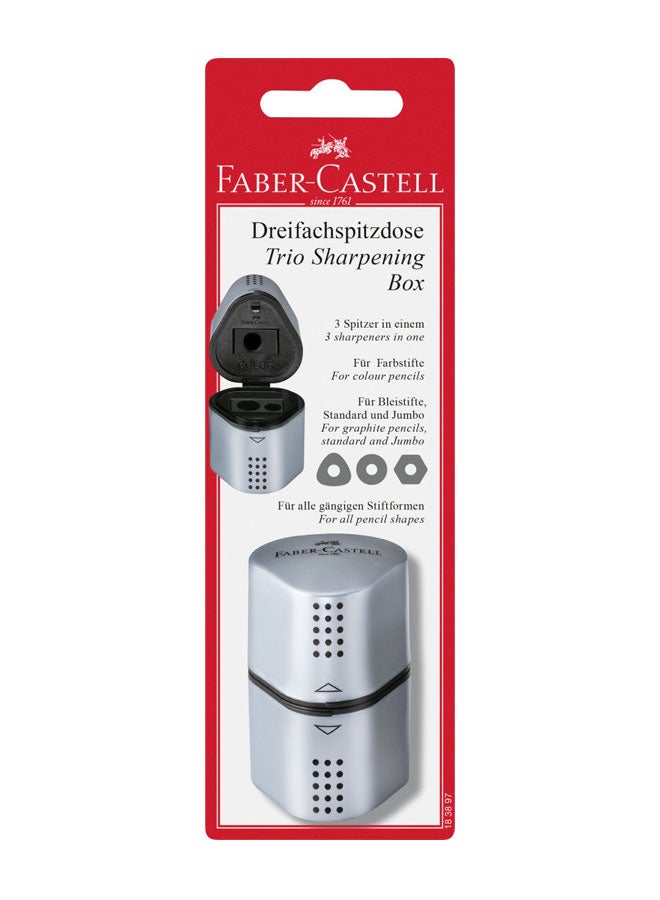 FABER-CASTELL - Grip Trio Pencil Sharpener Grey - Image 1
