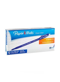 Paper Mate 3910158 Erasermate Erasable Pen, Medium Point, Blue, 12-Count - v1553192420/N21951762A_1