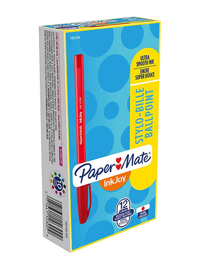Paper Mate Paper Mate Inkjoy 100St Ballpoint Pens, Medium Point, Red, Box Of 12 (1951255)  - Image 1