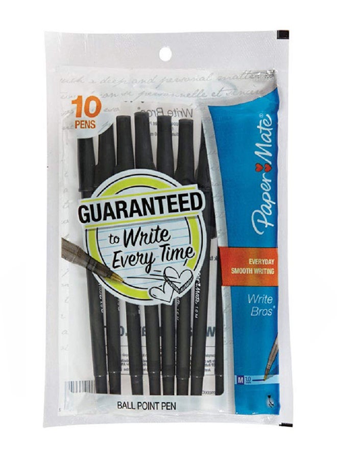 Paper Mate Paper Mate Write Bros Ballpoint Pens, Medium Point (1.0Mm), Black, 10 Count 