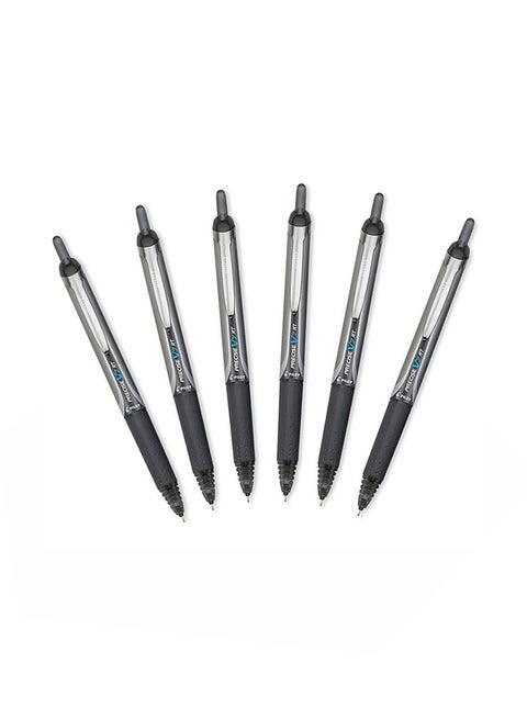 Precise V7 Rt Retractable Rolling Ball Pens, Fine Point, Black Ink, 6 Pack