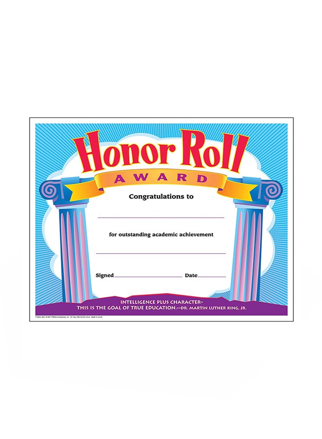 شهادات تقدير لقائمة طلاب مرتبة الشرف كلاسيكية وملونة من 30 قطعة متعدد الألوان